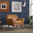Camille Furniture Style Wide Top Leather Accent Armchair in Cognac Tan