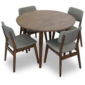 Irie Modern Solid Wood Walnut Dining Room & Kitchen 5 Piece Furniture Set
