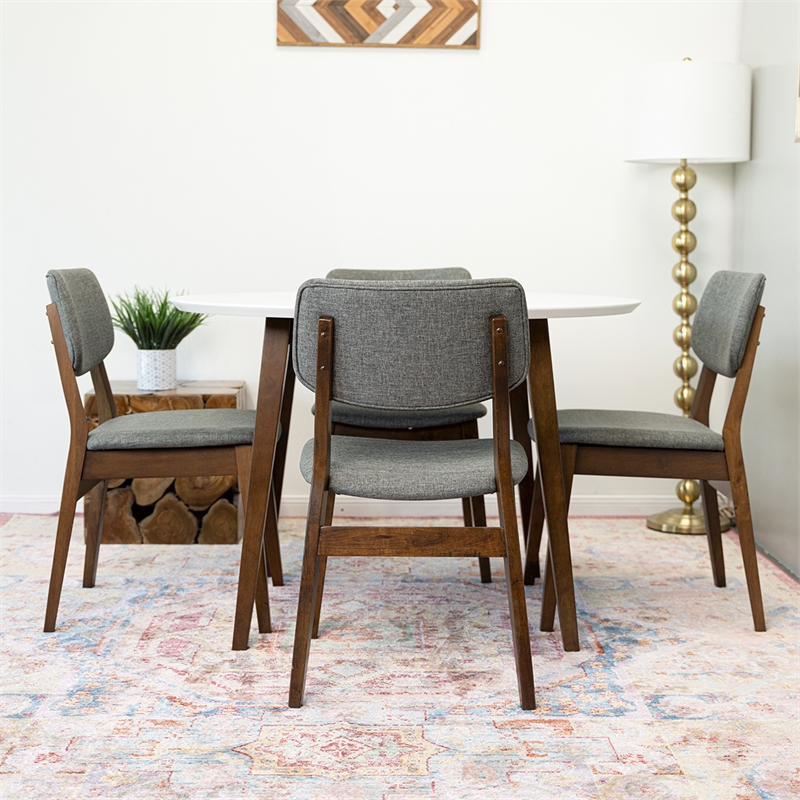 Ivana Modern Solid Wood Walnut Kitchen & Dining Room Table and Chairs for 4