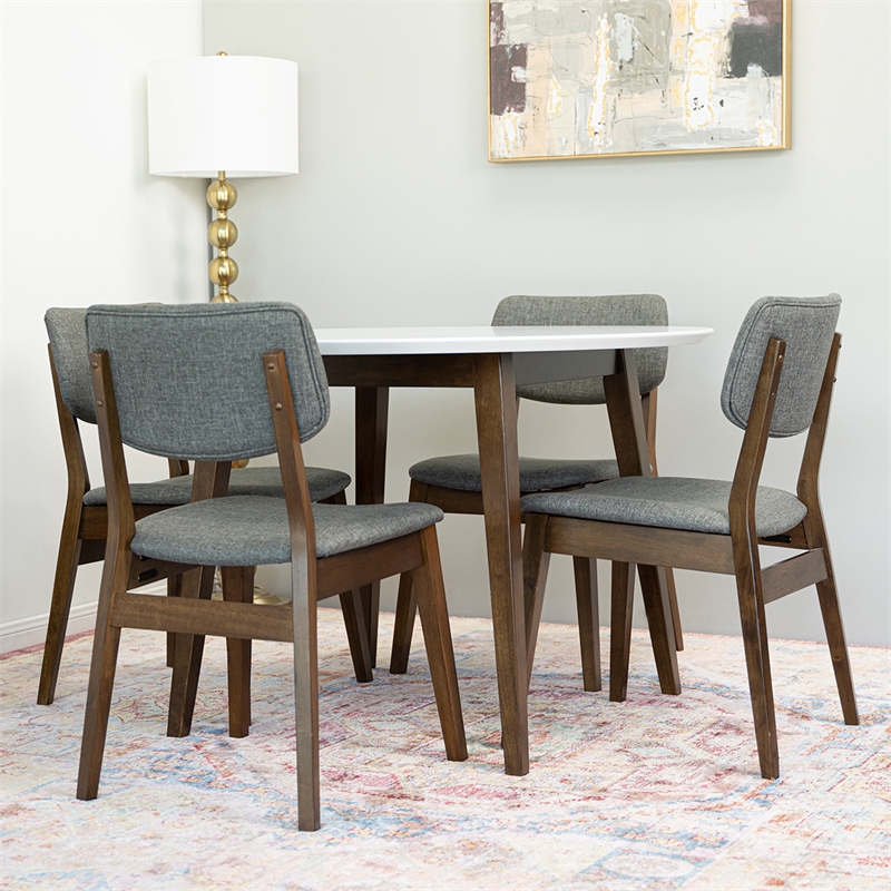 Ivana Modern Solid Wood Walnut Kitchen & Dining Room Table and Chairs for 4