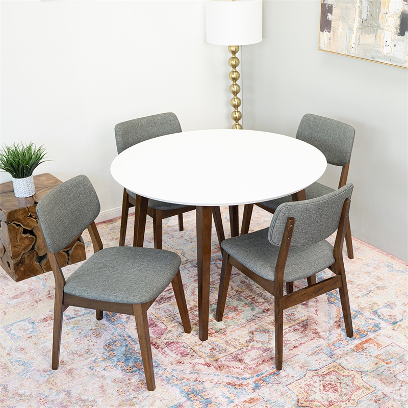 Ivana Modern Solid Wood Walnut Kitchen & Dining Room Table and Chairs for 4