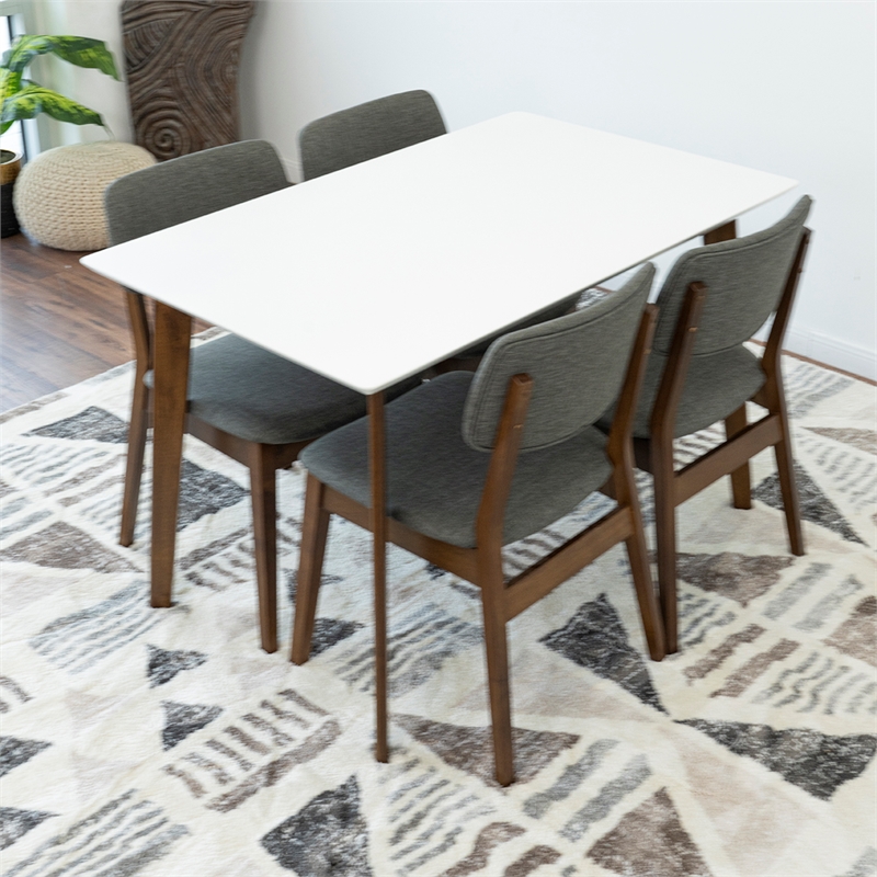 Allen Modern Solid Wood Walnut Dining Room & Kitchen Table and 4 Chair Set