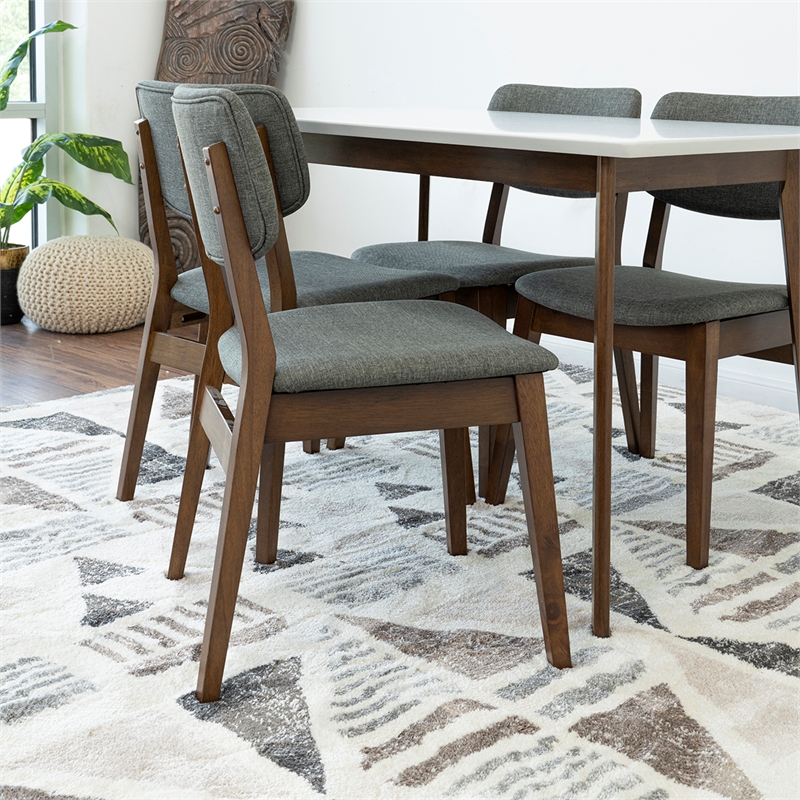 Allen Modern Solid Wood Walnut Dining Room & Kitchen Table and 4 Chair Set