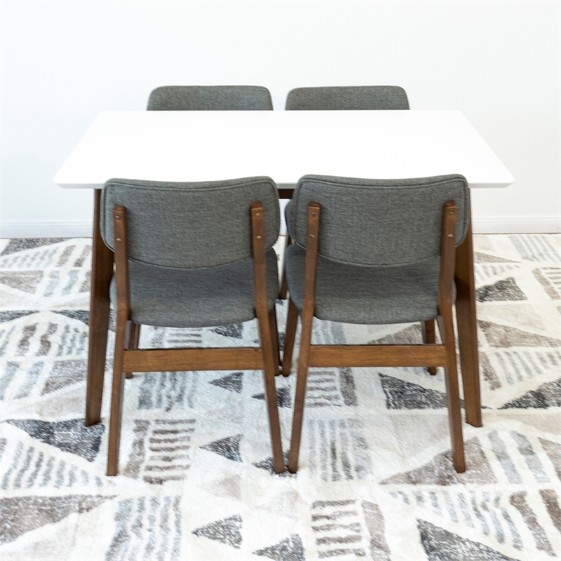 Allen Modern Solid Wood Walnut Dining Room & Kitchen Table and 4 Chair Set