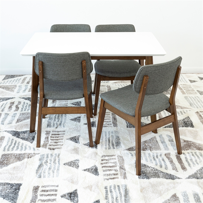 Allen Modern Solid Wood Walnut Dining Room & Kitchen Table and 4 Chair Set