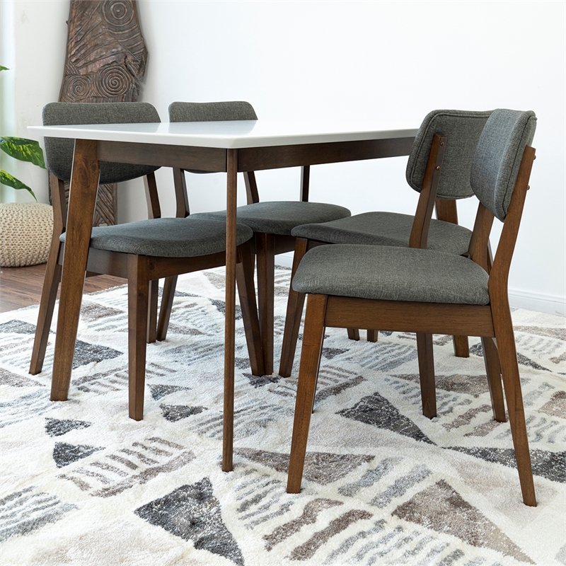 Allen Modern Solid Wood Walnut Dining Room & Kitchen Table and 4 Chair Set