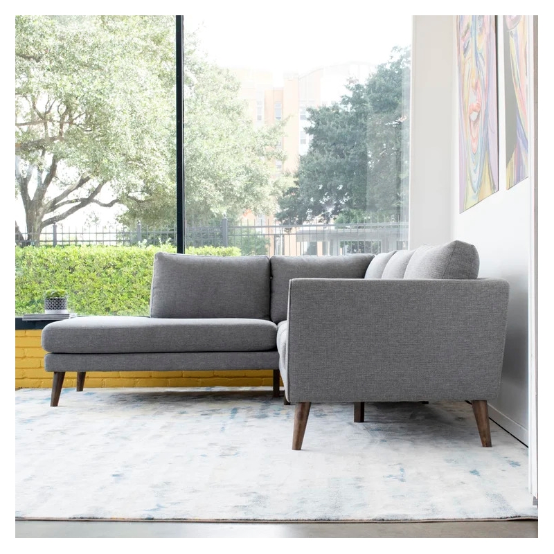 Beatrice Gray Microfiber Modern Living Room Left Facing Corner Sectional Sofa
