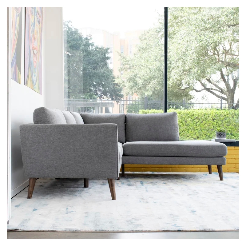 Beatrice Gray Microfiber Modern Living Room Right Facing Corner Sectional Sofa