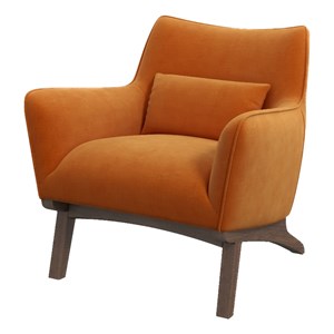 Gatsby Mid Century Modern Furniture Style Orange Velvet Accent Armchair