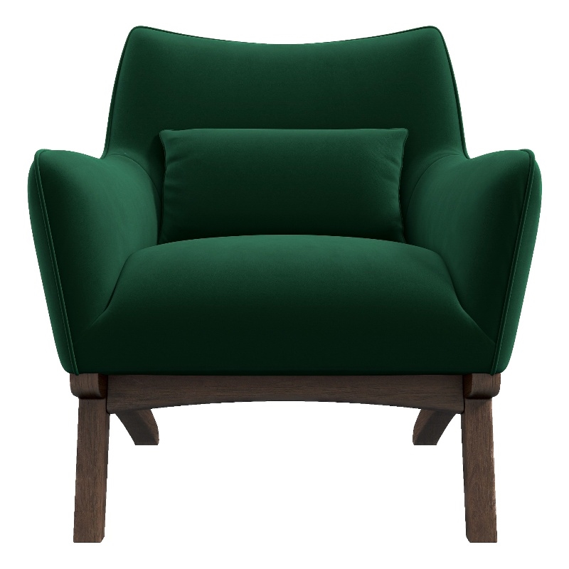 Piedmont Mid Century Modern Furniture Style Green Velvet Accent Armchair