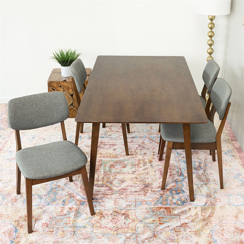 Diana Modern Solid Wood Walnut Dining Room & Kitchen Table and Chair Set of 4