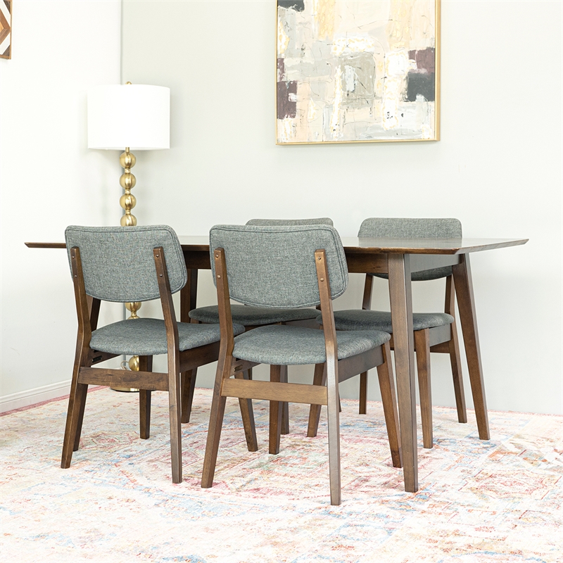 Diana Modern Solid Wood Walnut Dining Room & Kitchen Table and Chair Set of 4