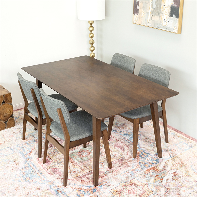 Diana Modern Solid Wood Walnut Dining Room & Kitchen Table and Chair Set of 4