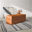 Vichy Mid-Century Modern Design Rectangular Genuine Leather Bench in Tan
