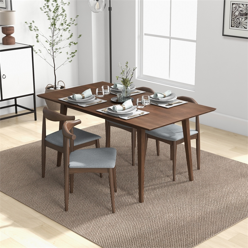 Bailey Modern Solid Wood Walnut Dining Room & Kitchen Table and Chairs for 4