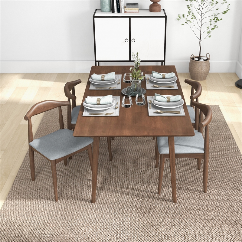 Bailey Modern Solid Wood Walnut Dining Room & Kitchen Table and Chairs for 4