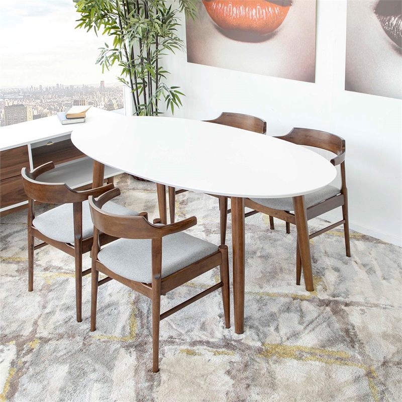 Kaila Modern Solid Wood Walnut Dining Room & Kitchen Table and Chairs for 4