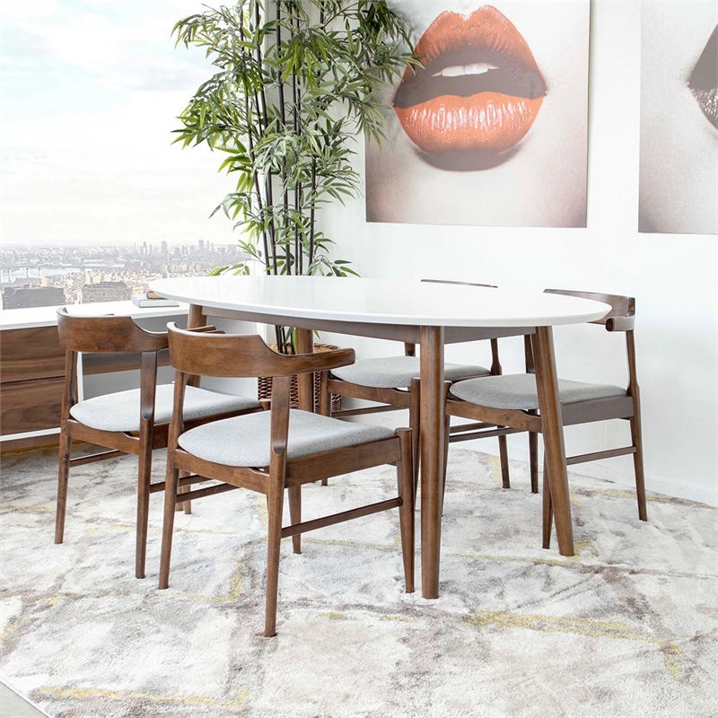 Kaila Modern Solid Wood Walnut Dining Room & Kitchen Table and Chairs for 4