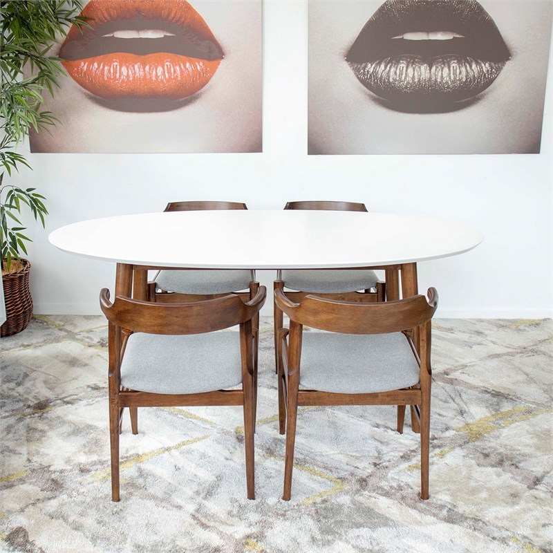 Kaila Modern Solid Wood Walnut Dining Room & Kitchen Table and Chairs for 4