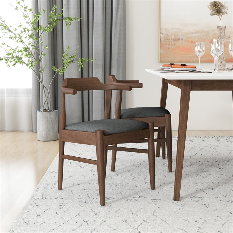Brooke Modern Solid Wood Walnut Kitchen & Dining Room Table and Chairs For 4