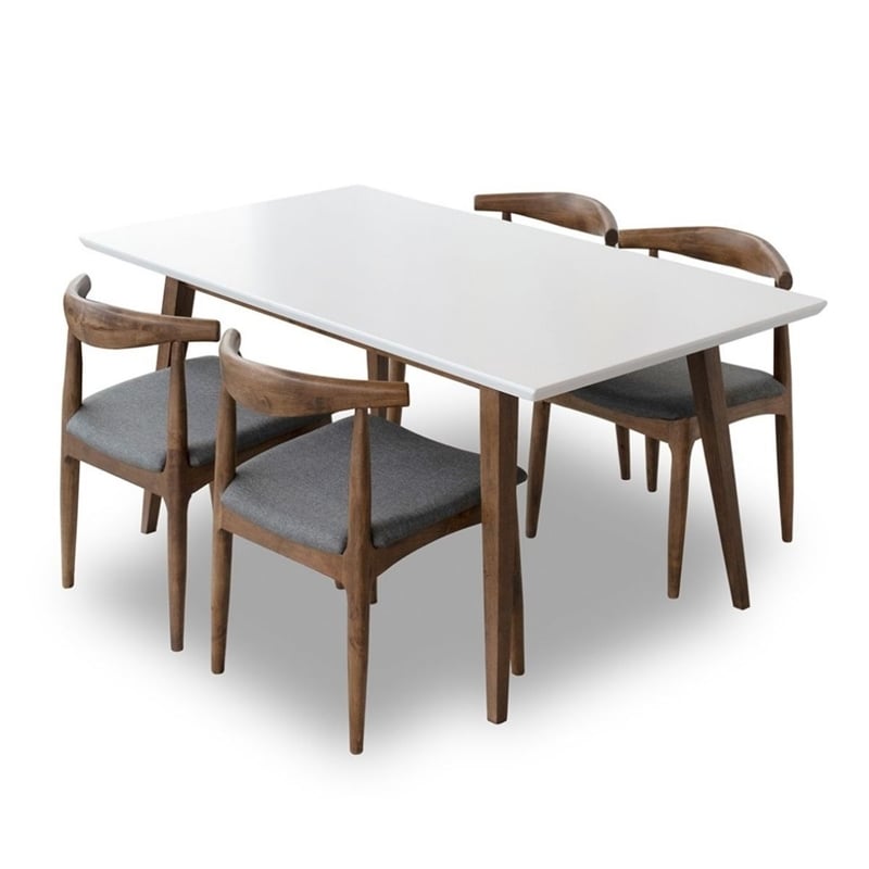 Barry Modern Solid Wood Walnut Dining Room & Kitchen Table and Chairs Set of 4