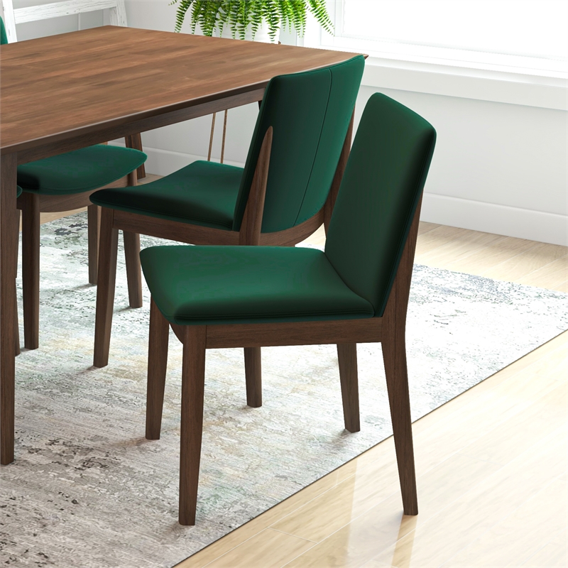 Ashcroft Dayton Modern Solid Wood Dining Table and 4 Dining Chair Set in Walnut