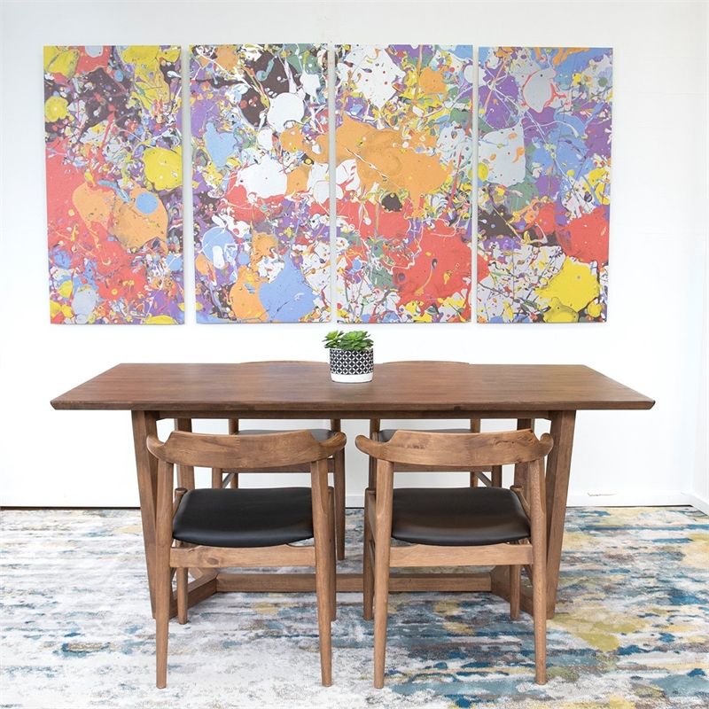 Zuri 5-Piece Mid-Century Dining set w/ 4 Faux Leather Dining Chairs in Black
