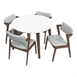 Ivana Modern Solid Wood Walnut Dining Room & Kitchen Table and Chairs Set for 4