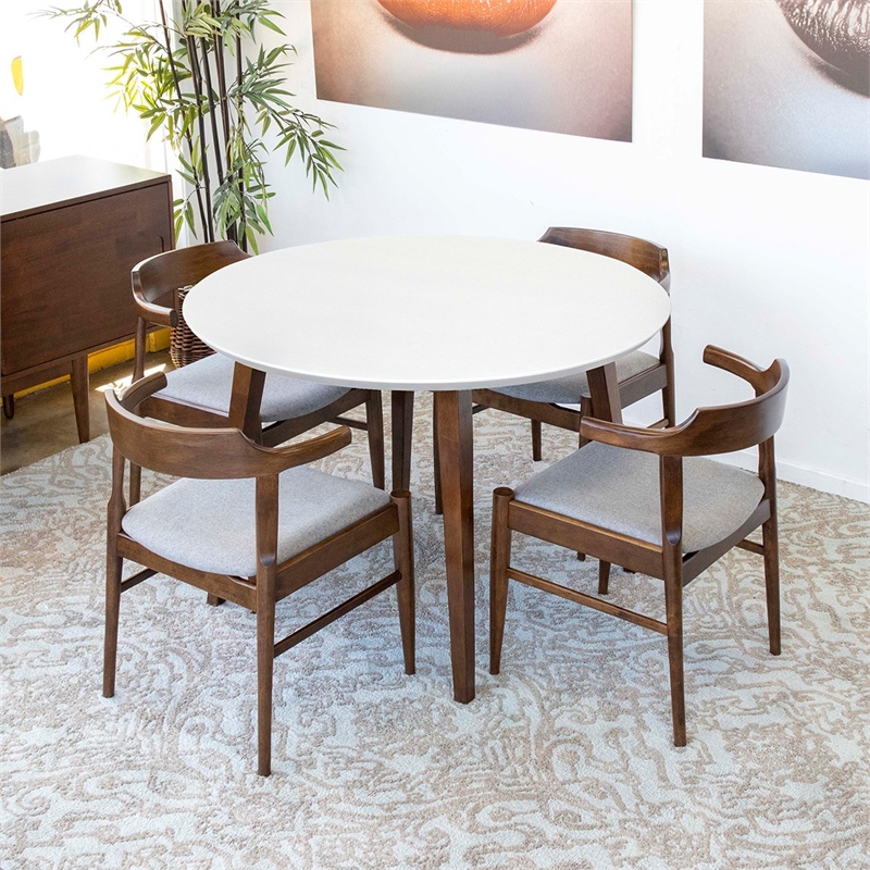 Jasper Modern Solid Wood Walnut Dining Room & Kitchen Table Set for 4