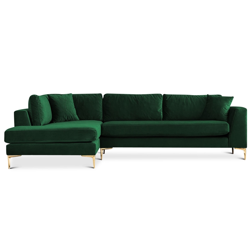 Mila Green Velvet Modern Living Room Corner Sectional Couch