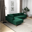 Mila Green Velvet Modern Living Room Corner Sectional Couch