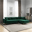 Mila Green Velvet Modern Living Room Corner Sectional Couch