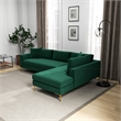 Mila Green Velvet Modern Living Room Corner Sectional Couch