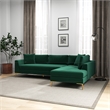 Mila Green Velvet Modern Living Room Corner Sectional Couch