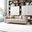 Mia Mid-Century Modern Rectangular Pillow Back Light Cream Velvet Sofa Couch