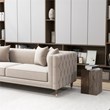 Mia Mid-Century Modern Rectangular Pillow Back Light Cream Velvet Sofa Couch