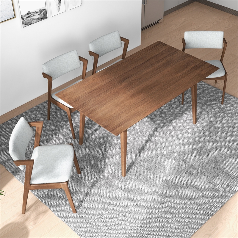 Dayra Modern Solid Wood Walnut Dining Room & Kitchen Table and Chairs Set of 4
