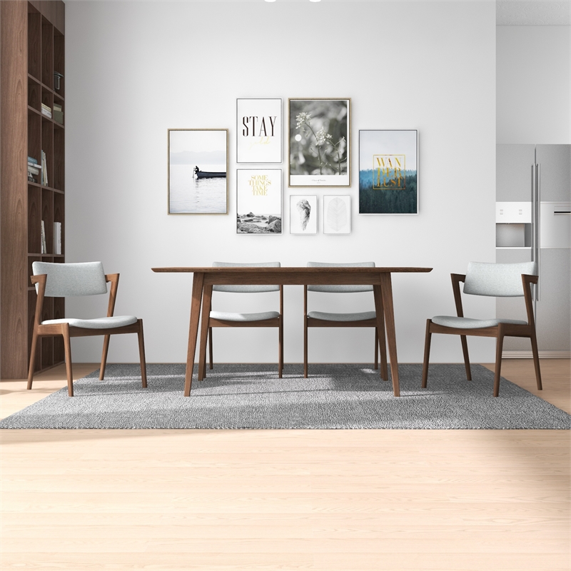 Dayra Modern Solid Wood Walnut Dining Room & Kitchen Table and Chairs Set of 4