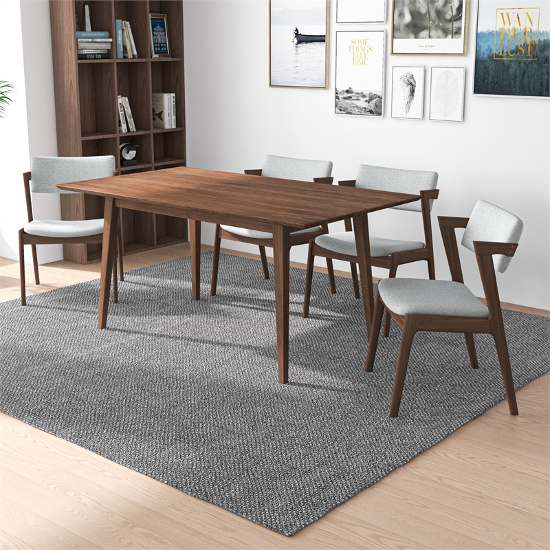 Dayra Modern Solid Wood Walnut Dining Room & Kitchen Table and Chairs Set of 4