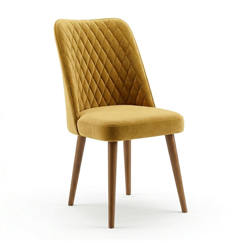 Ellen Mid-Century Modern Gold Velvet Dining Chair (Set of 2)