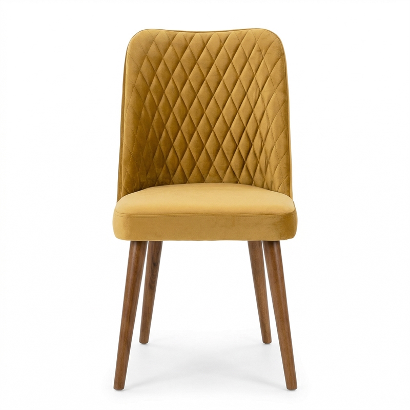 Ellen Mid-Century Modern Gold Velvet Dining Chair (Set of 2)