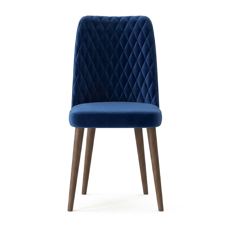 Ellen Mid-Century Modern Velvet Dining Chair in Navy Blue (Set of 2)