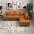 Mundo Mid-Century Tight Back Leather Right-Facing Upholstered Sectional in Tan