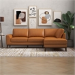 Mundo Mid-Century Tight Back Leather Right-Facing Upholstered Sectional in Tan