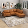 Mundo Mid-Century Tight Back Leather Right-Facing Upholstered Sectional in Tan