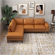 Mundo Mid-Century Tight Back Leather Left-Facing Upholstered Sectional in Tan