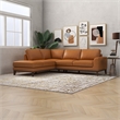 Mundo Mid-Century Tight Back Leather Left-Facing Upholstered Sectional in Tan