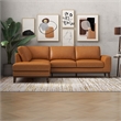 Mundo Mid-Century Tight Back Leather Left-Facing Upholstered Sectional in Tan