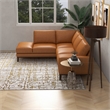 Mundo Mid-Century Tight Back Leather Left-Facing Upholstered Sectional in Tan
