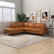 Mundo Mid-Century Tight Back Leather Left-Facing Upholstered Sectional in Tan